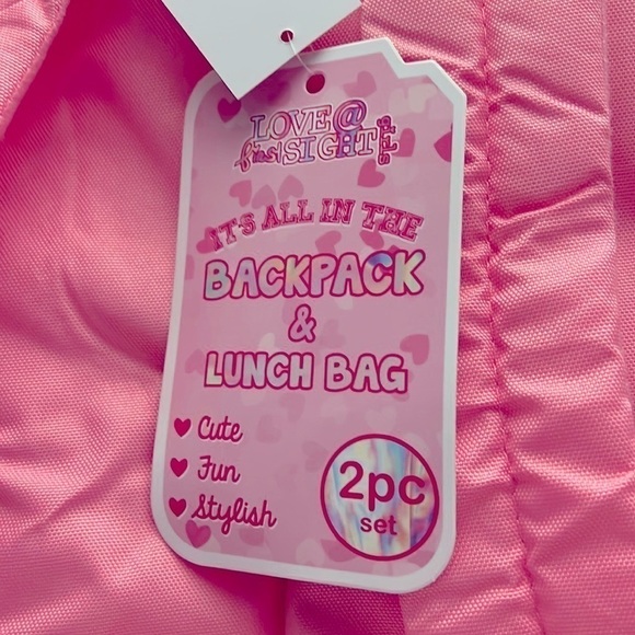 Love at First sight backpack knapsack and Lunch Bag Rainbow Sequins NWT - Picture 6 of 7